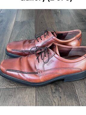 Ecco New Jersey Oxford Dress Shoes Men's Size 43 Brown Leather Comfort Classic